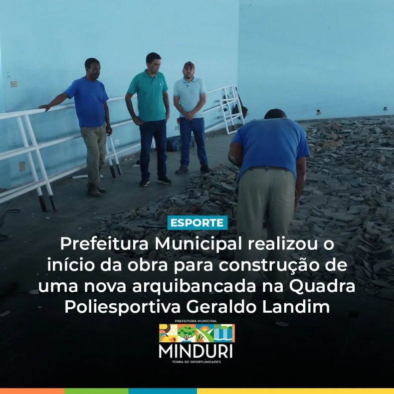 ESPORTE – Prefeitura Municipal realizou o início da obra para construção de uma nova arquibancada na Quadra Poliesportiva Geraldo Landim.