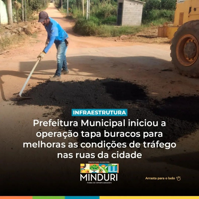 INFRAESTRUTURA – Prefeitura Municipal iniciou a operação tapa buracos para melhoras as condições de tráfego nas ruas da cidade.